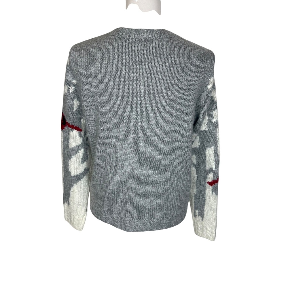 Talbots Petite Medium Snow Cardinal Winter Wool Blend Grey Cardigan Sweater - Picture 3 of 9